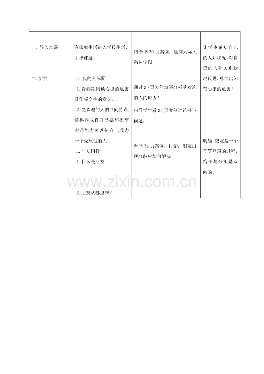 八年级政治上册 第二单元 3.1 同学、朋友教案 新人教版-新人教版初中八年级上册政治教案.doc_第2页