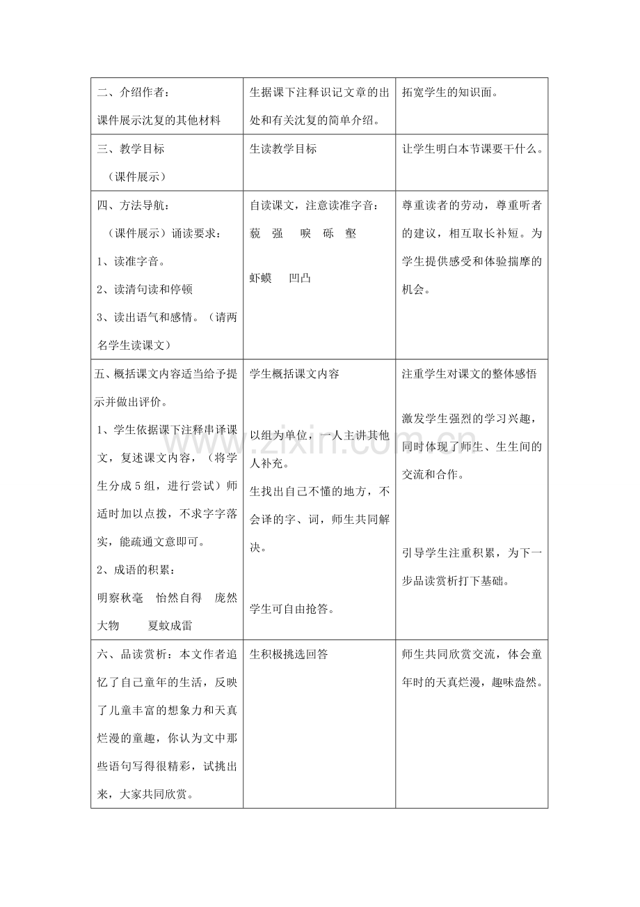 七年级语文上册 第二单元 8 童稚记趣教案 冀教版-冀教版初中七年级上册语文教案.doc_第2页