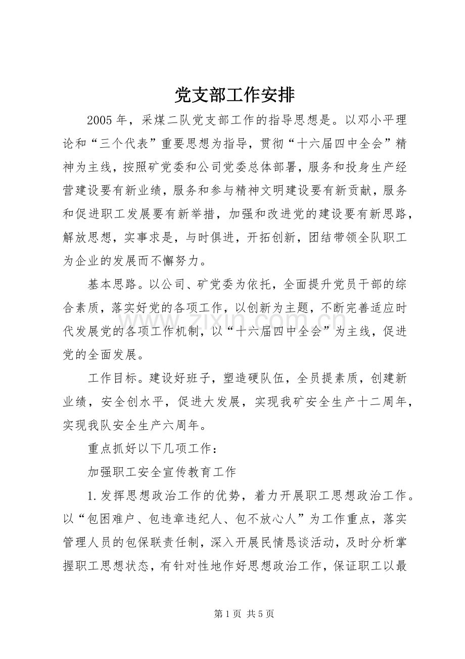 党支部工作安排 .docx_第1页