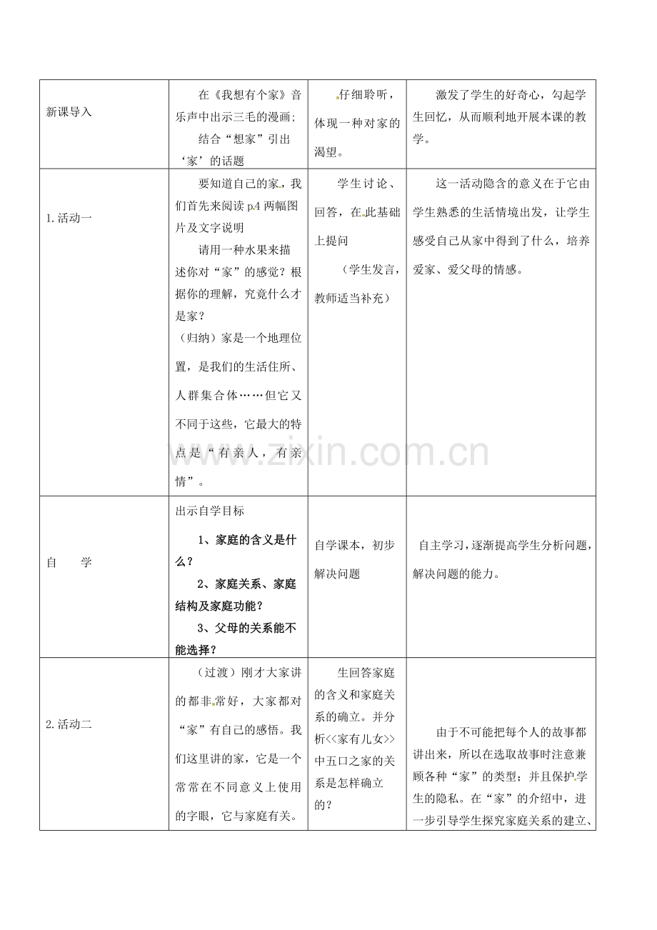 安徽省合肥市龙岗中学八年级政治 《我知我家》教案 人教新课标版.doc_第2页