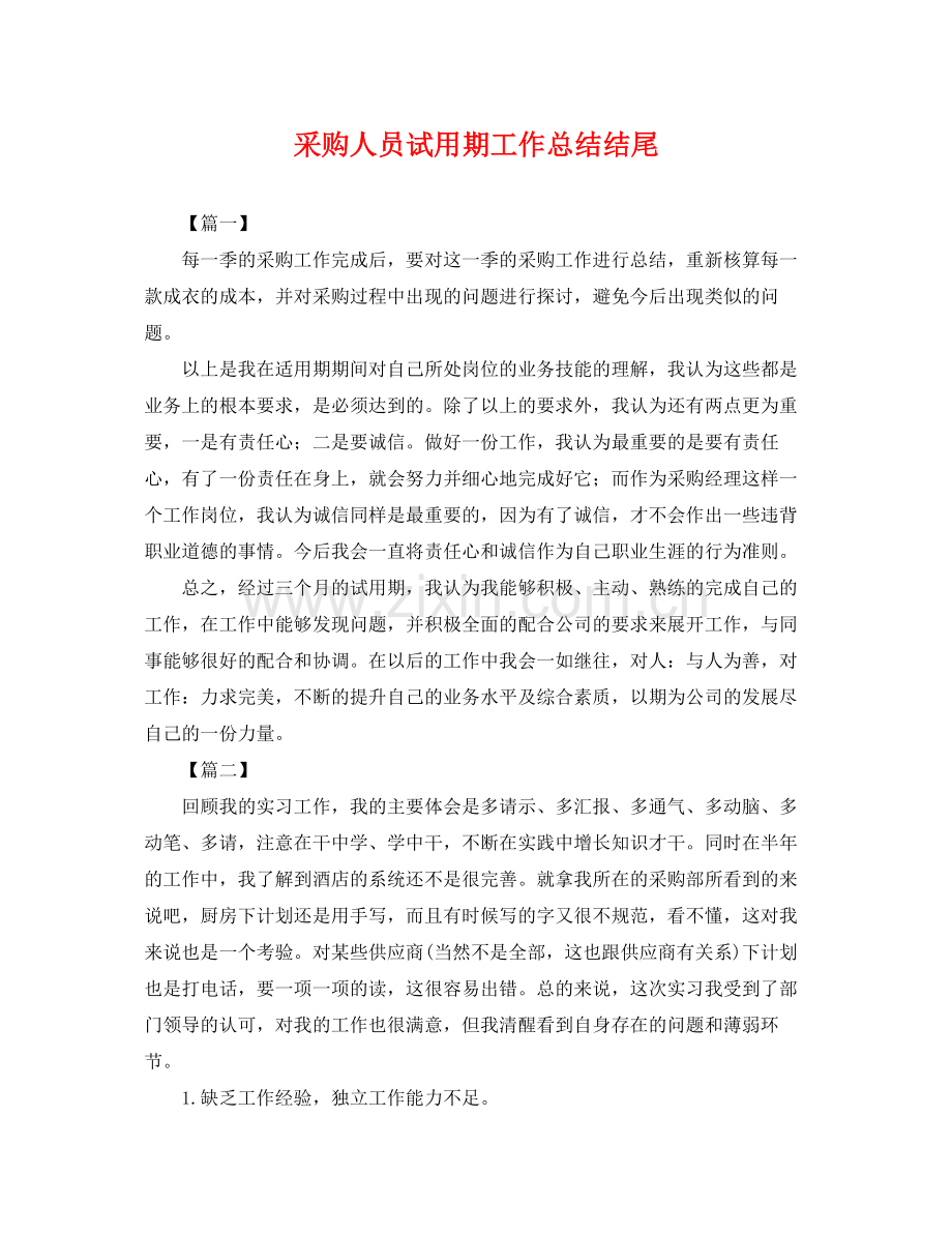 采购人员试用期工作总结结尾 .docx_第1页