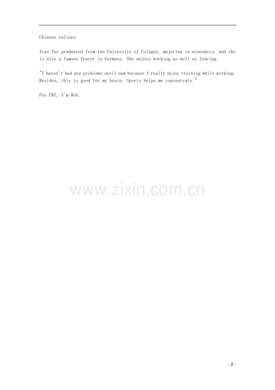 高中英语-CRI听力2012年08月合辑(文本)-German-Epee-Athlete-Xiao-Yue-and-Her-Chinese-Ties素材.doc_第2页