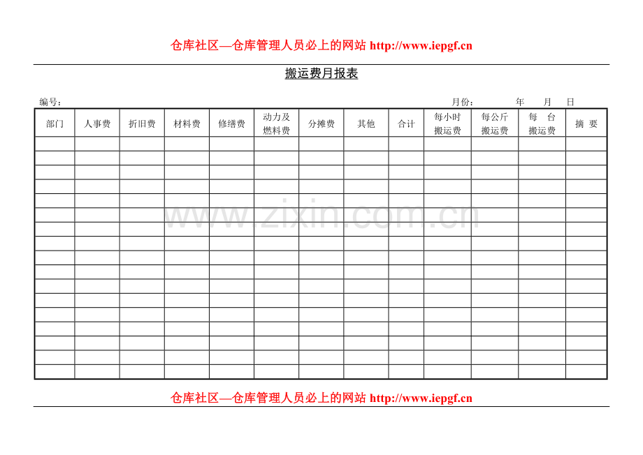 仓库搬运费月报表.doc_第1页