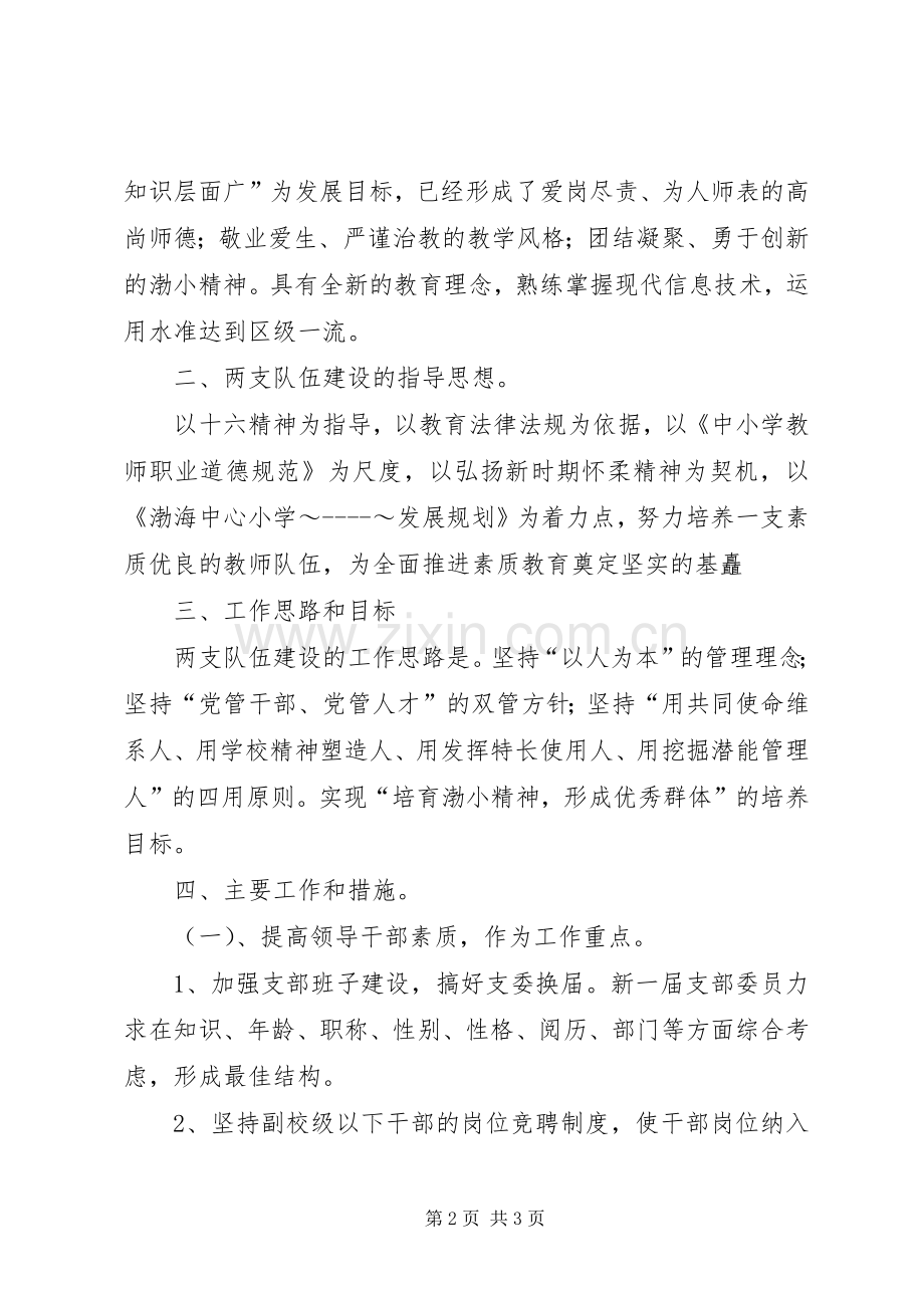 小学XX年两支队伍建设工作计划 .docx_第2页