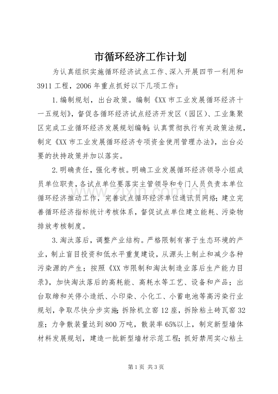 市循环经济工作计划.docx_第1页