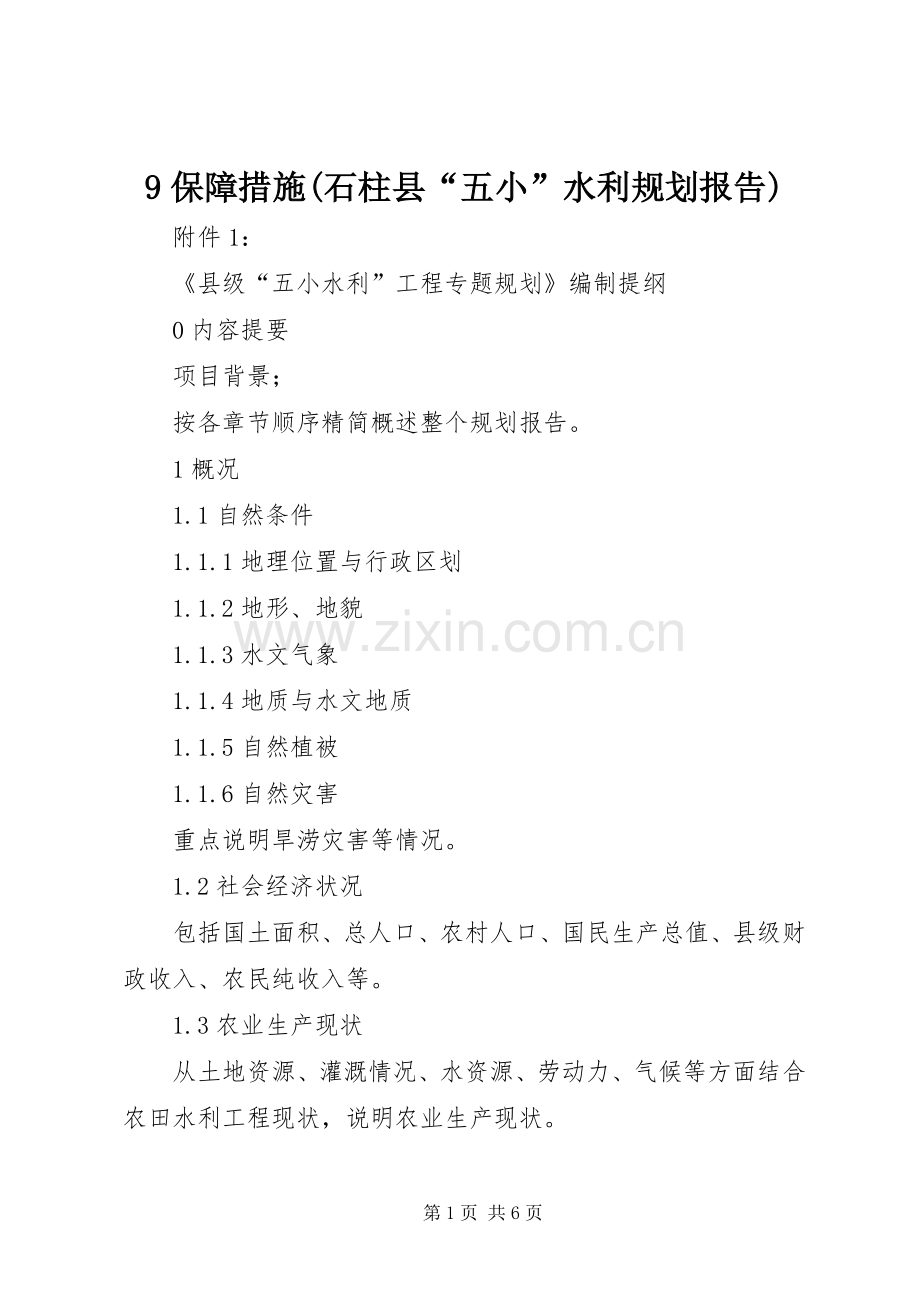 保障措施石柱县五小水利规划报告 .docx_第1页