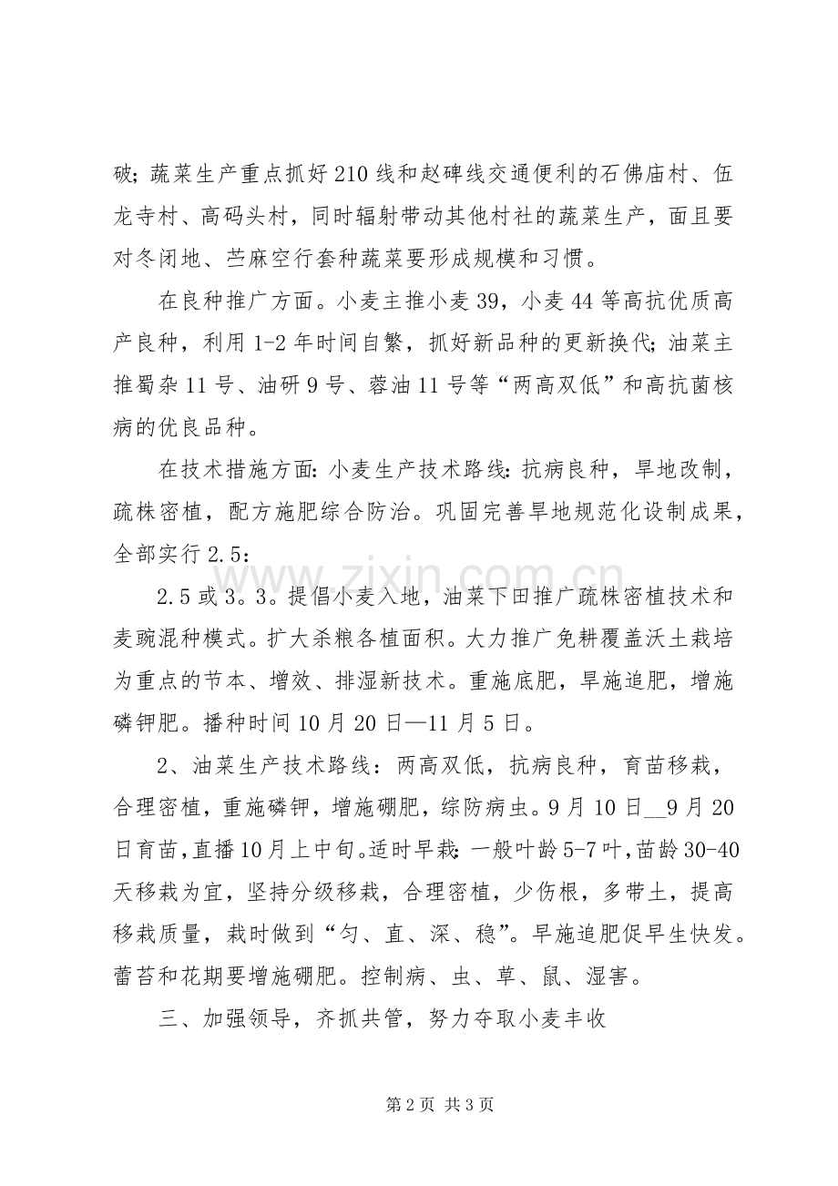 乡人民政府XX年小春生产计划范文意见.docx_第2页
