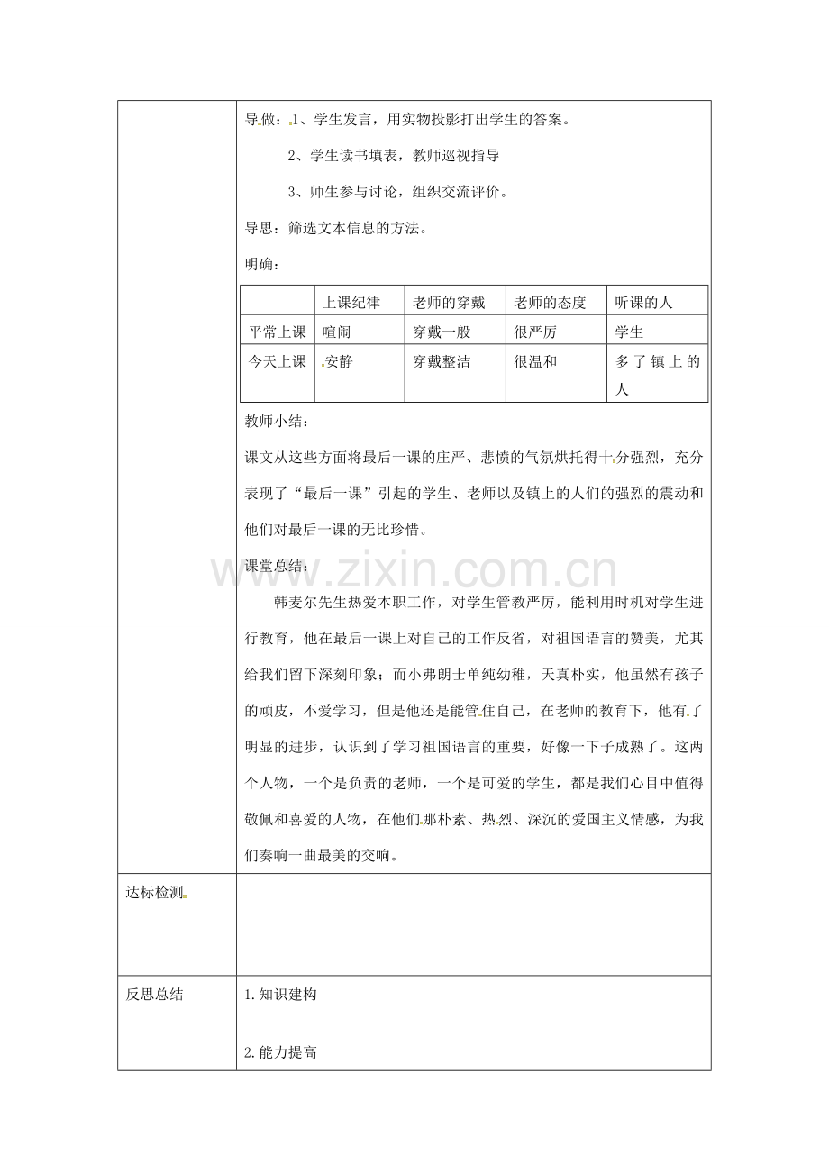 校七年级语文下册 7《最后一课》教案1 （新版）新人教版-（新版）新人教版初中七年级下册语文教案.doc_第2页