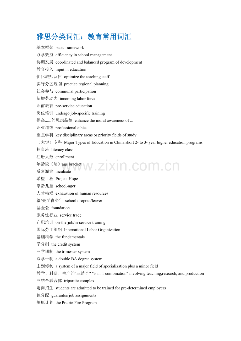 雅思分类词汇：教育常用词汇.doc_第1页