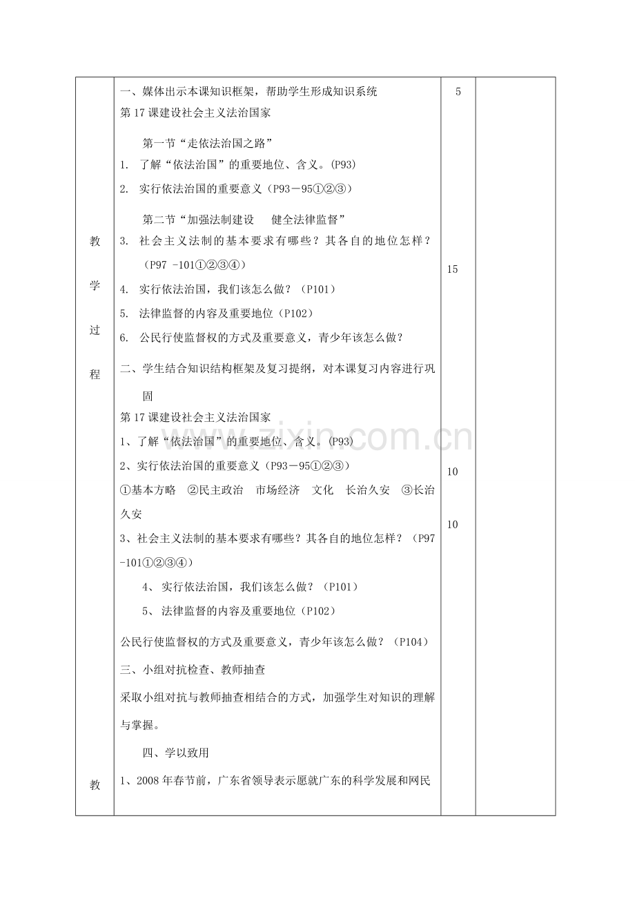 山东省邹平县实验中学八年级政治下册《第十七课 建设社会主义法治国家》复习教案 鲁教版.doc_第2页