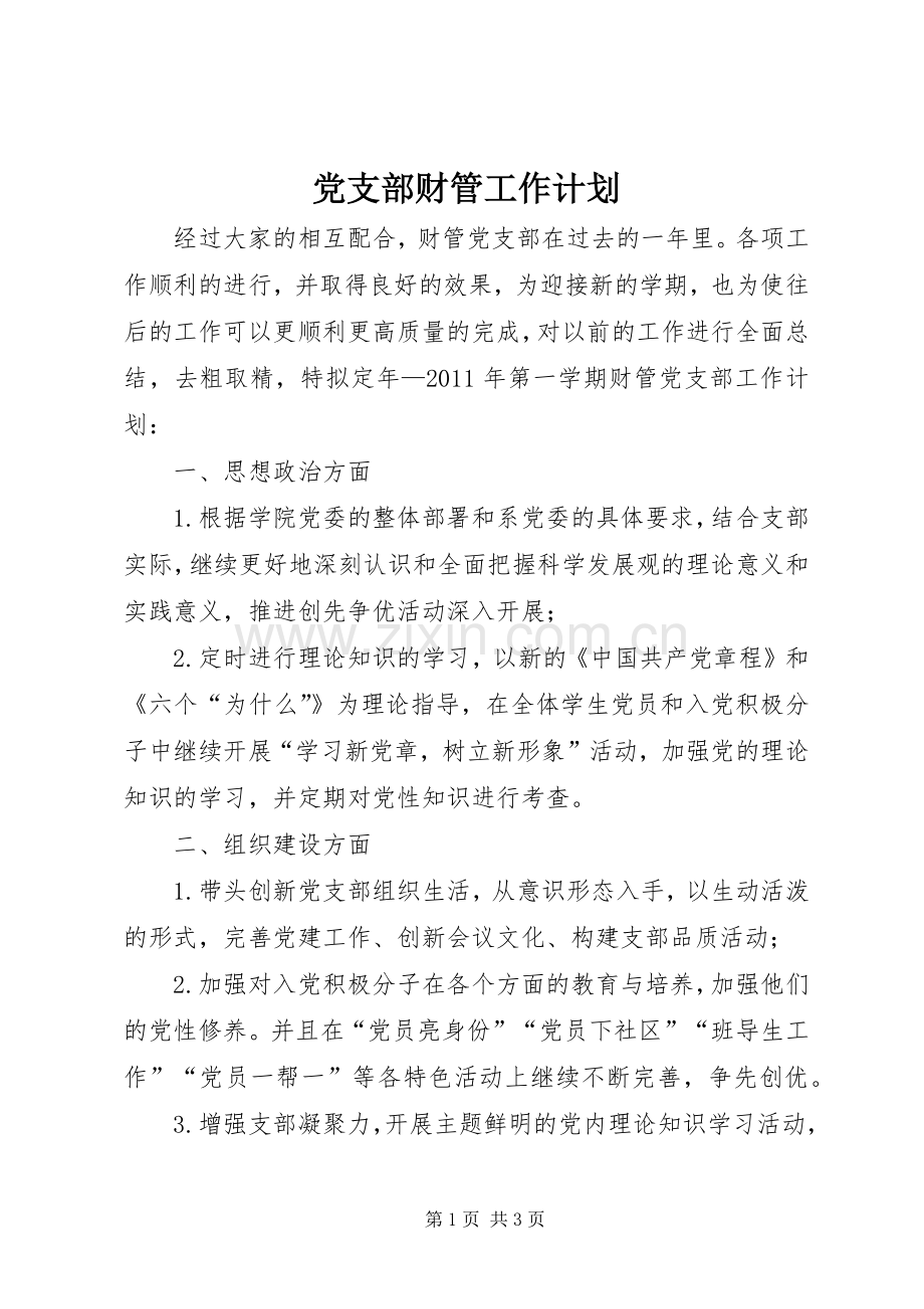 党支部财管工作计划.docx_第1页