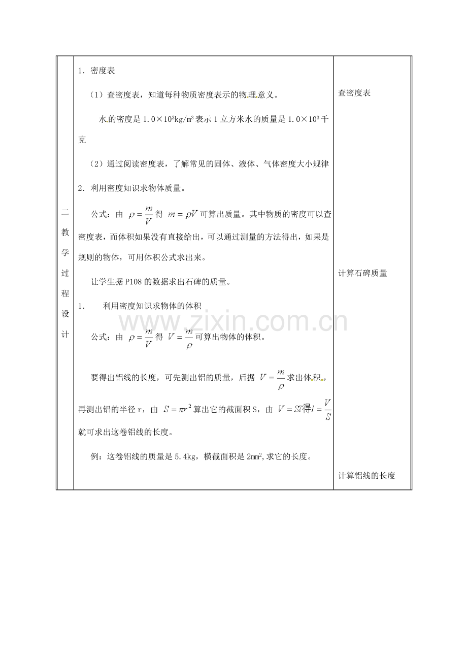 江苏省徐州市八年级物理下册 6.4密度知识的应用教案 （新版）苏科版-（新版）苏科版初中八年级下册物理教案.doc_第2页