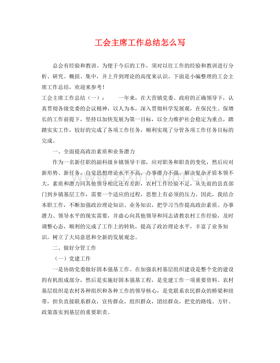 工会主席工作总结怎么写 .docx_第1页