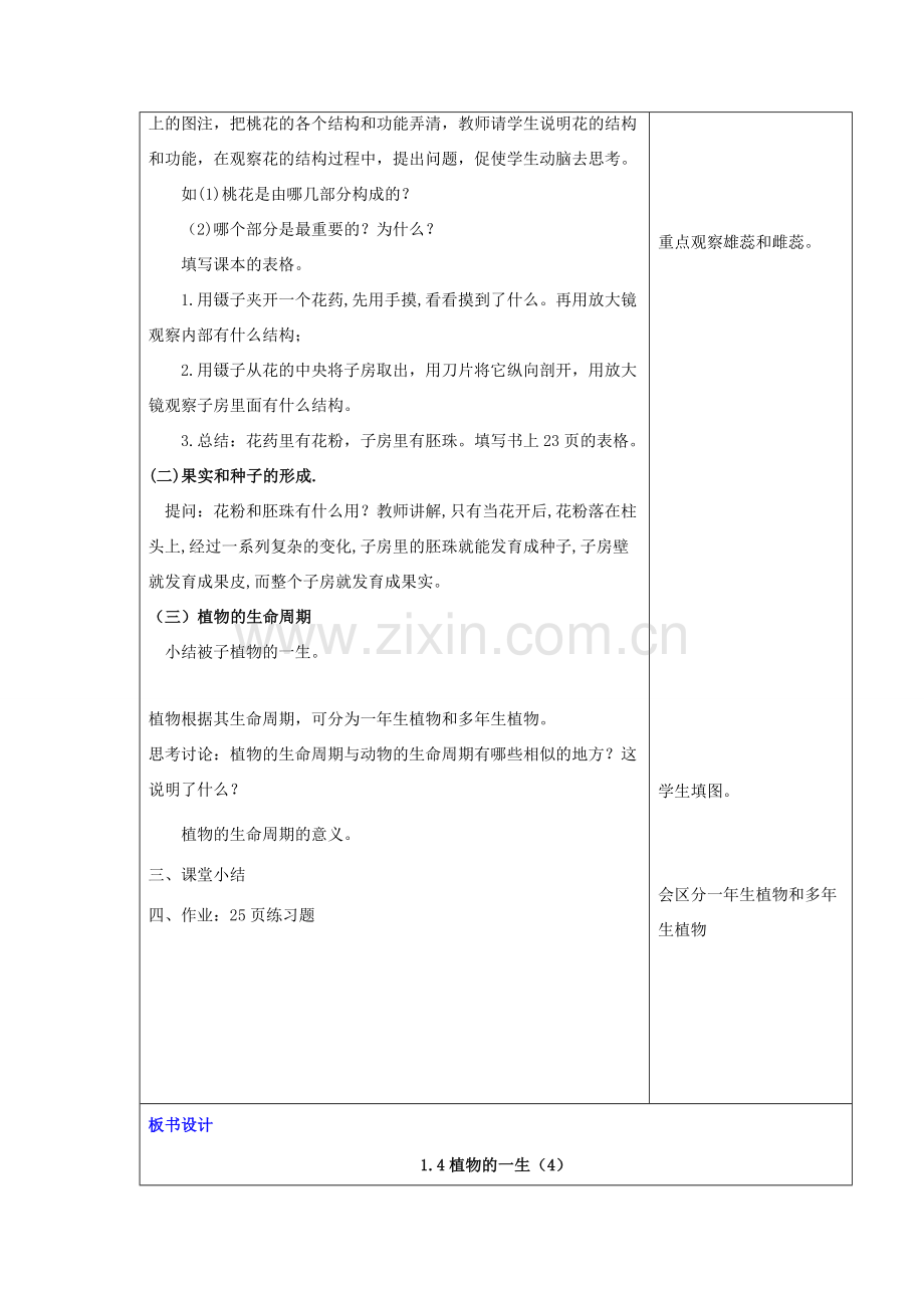 七年级科学下册 第1章 代代相传的生命 第4节 植物的一生（4）教案 （新版）浙教版-（新版）浙教版初中七年级下册自然科学教案.doc_第2页