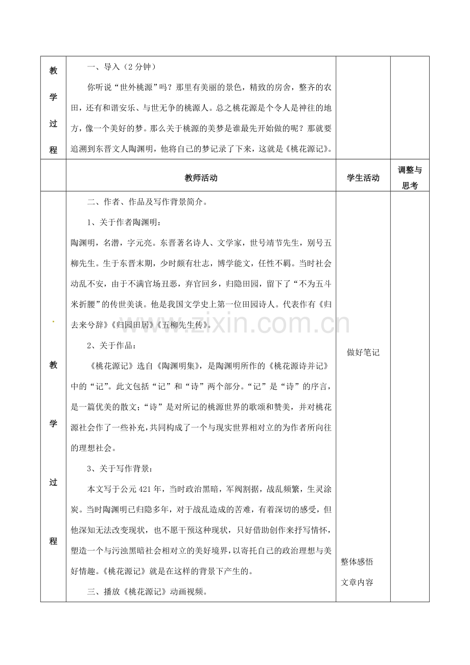 河南省洛阳六中八年级语文下册《桃花源记》教学设计 新人教版.doc_第2页