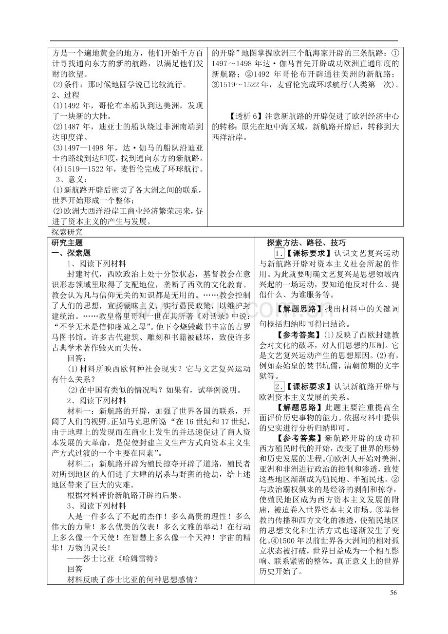 安徽省2014届九年级历史上册《第10课-资本主义时代的曙光》学案(预习学案+研学设计+探索研究+同步达标ABC.doc_第2页