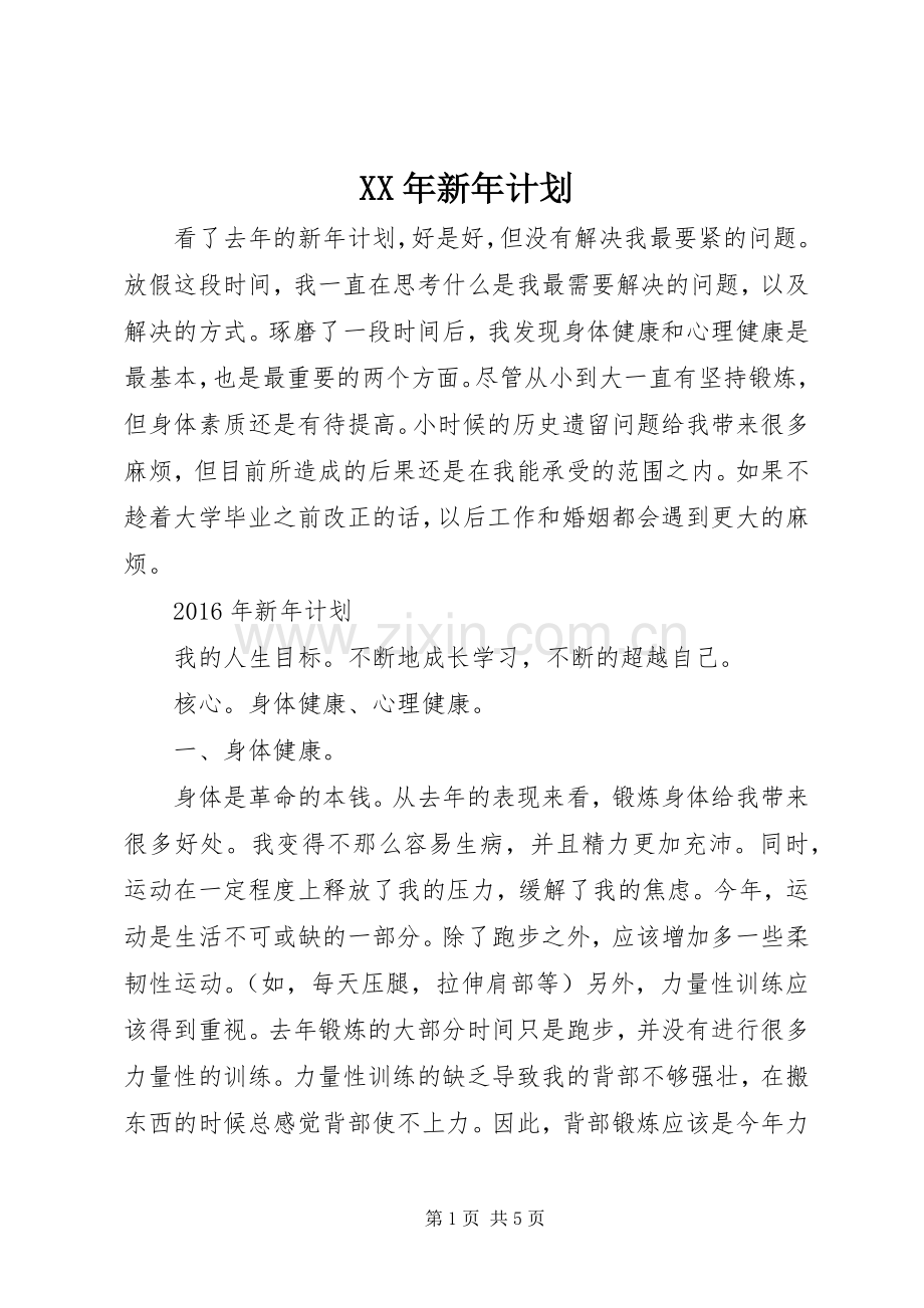 XX年新年计划 .docx_第1页