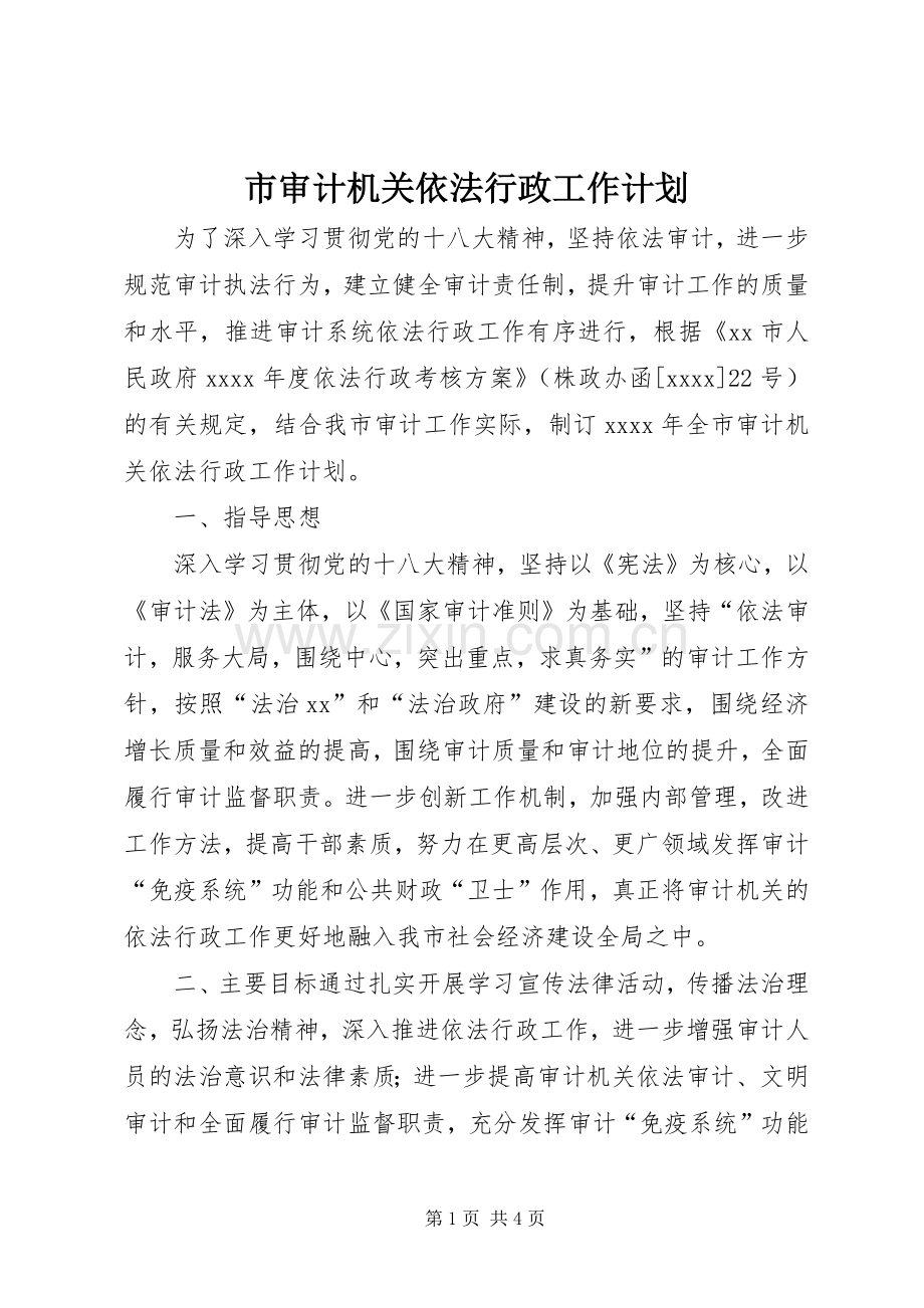 市审计机关依法行政工作计划.docx_第1页