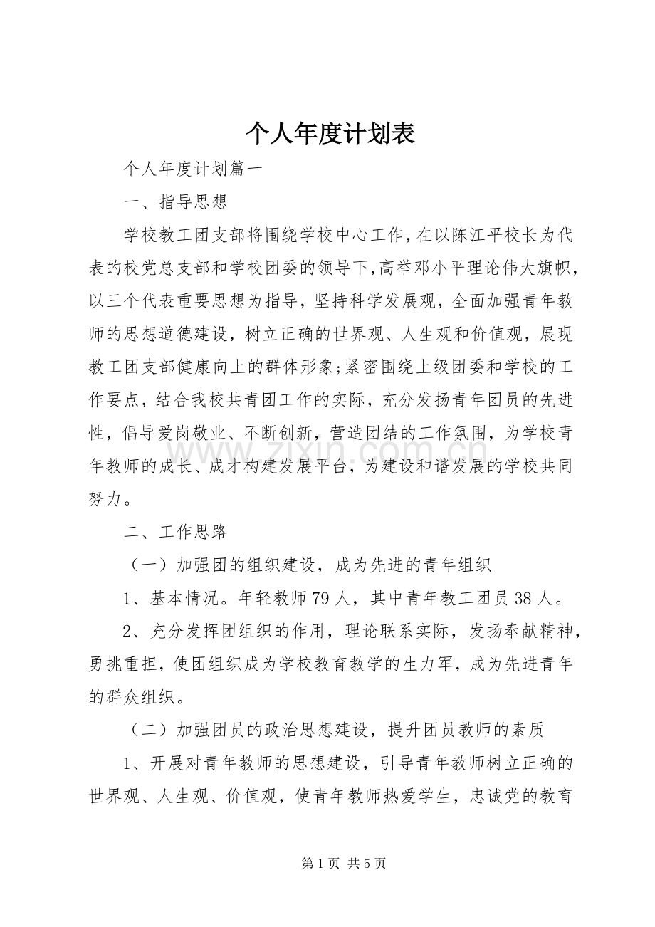 个人年度计划表 .docx_第1页