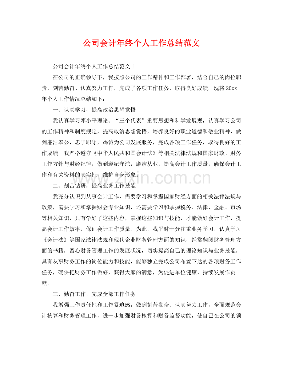 公司会计年终个人工作总结范文 .docx_第1页