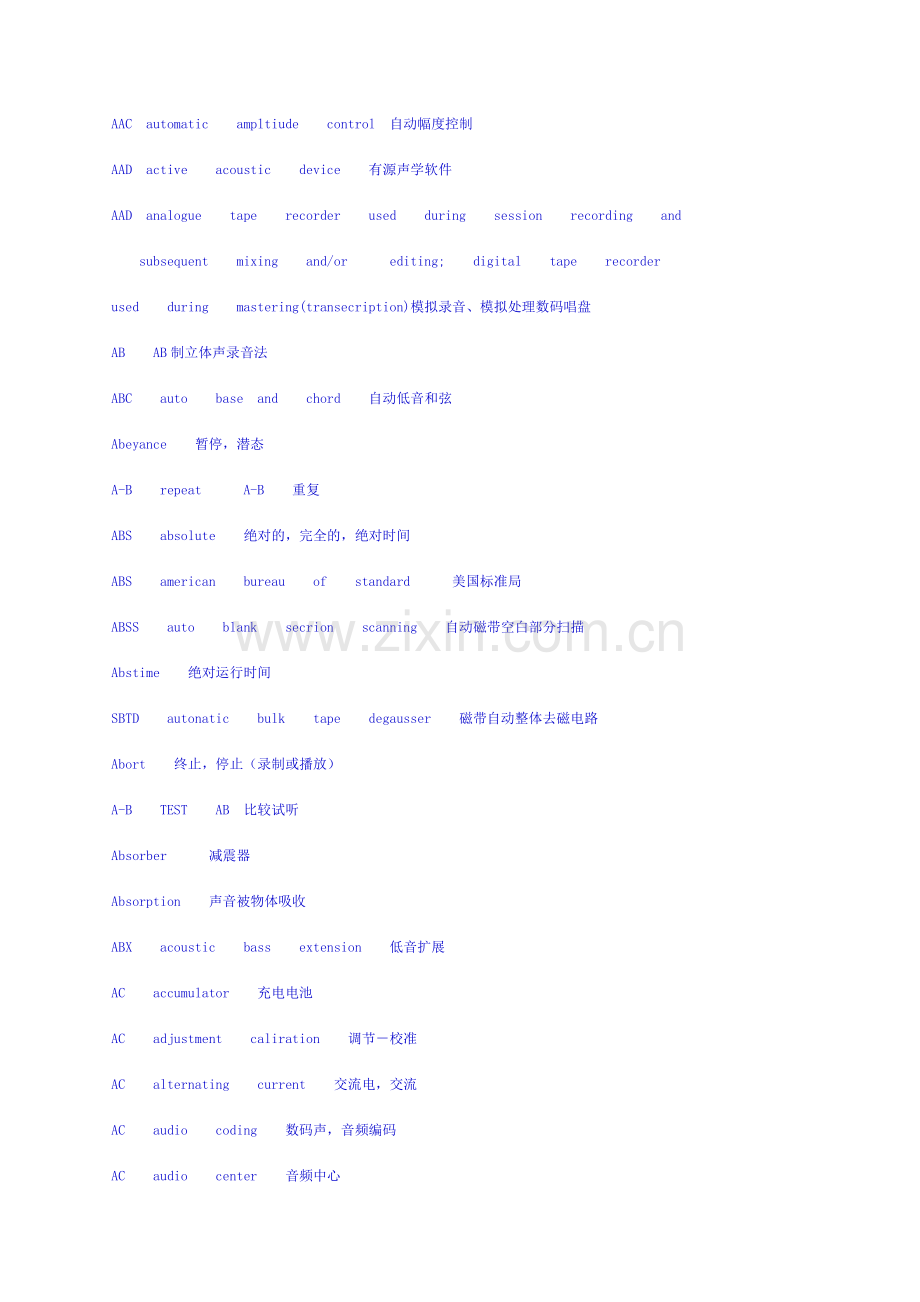 音响常用英文对照表.doc_第1页