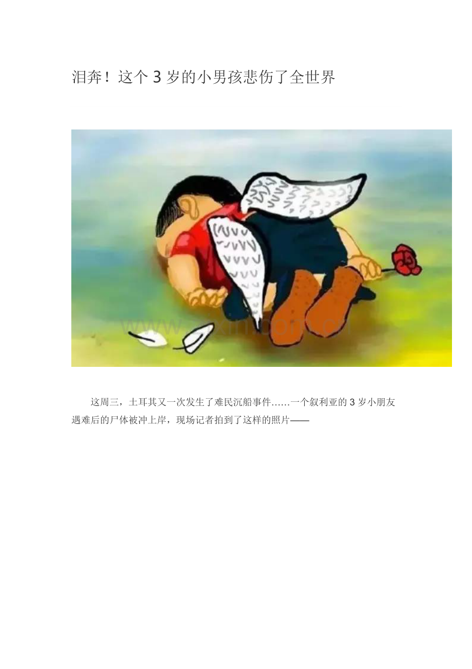 泪奔-这个3岁的小男孩悲伤了全世界.docx_第1页