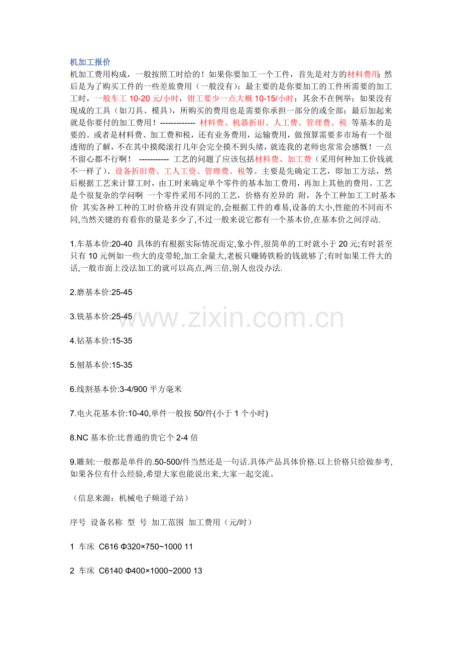 机加工报价说明.doc_第1页