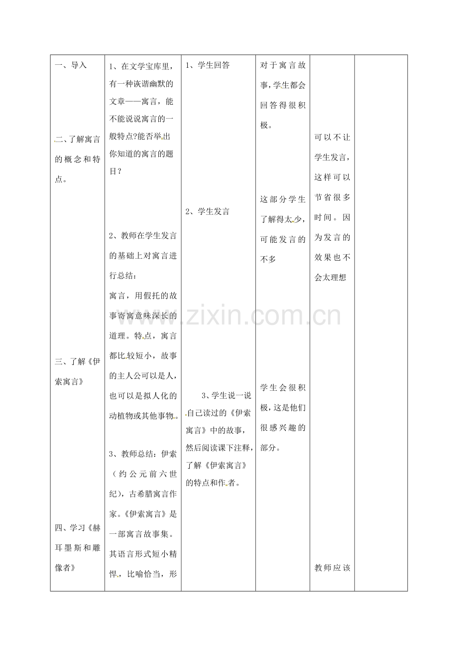 小学七年级语文上册 30《寓言四则》教案1 （新版）新人教版-（新版）新人教版初中七年级上册语文教案.doc_第2页