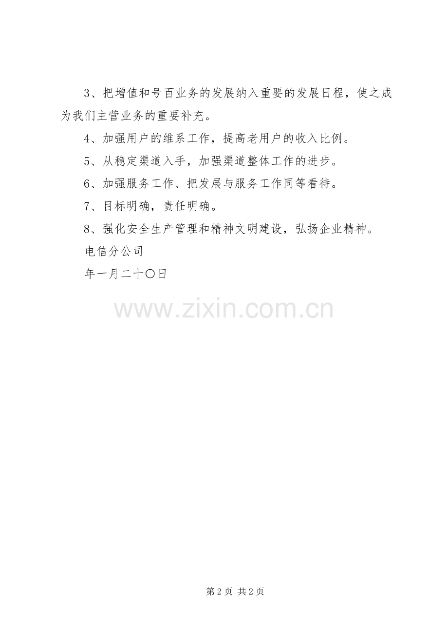 电信分公司工作计划 .docx_第2页