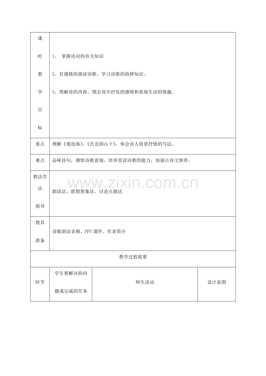 湖南省迎丰镇七年级语文上册 第一单元 4古代诗歌四首（第1课时）教案 新人教版-新人教版初中七年级上册语文教案.doc_第2页
