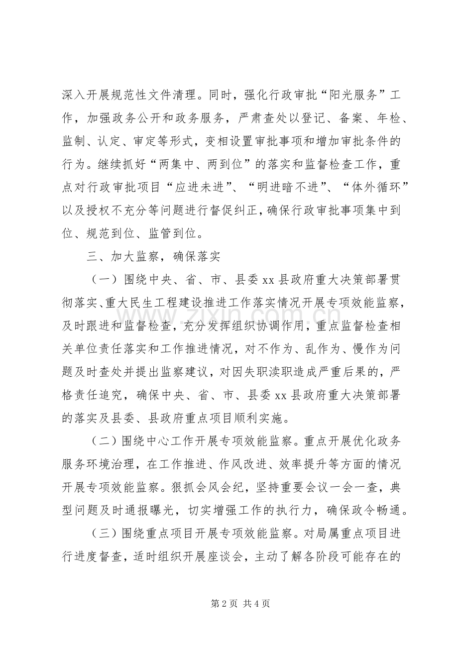 机关年度效能监察工作计划 .docx_第2页