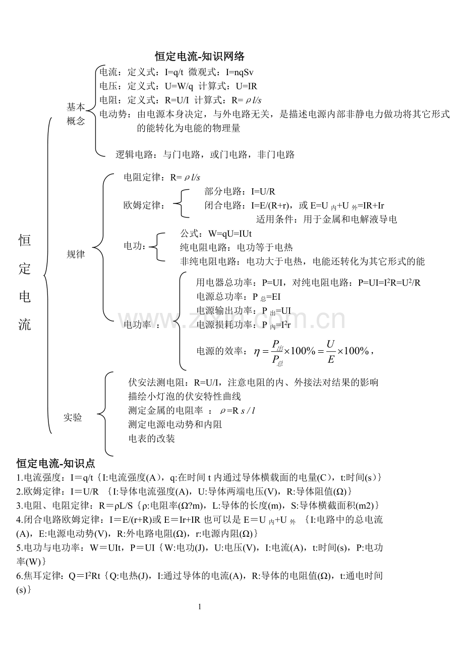 恒定电流-知识点总结.doc_第1页