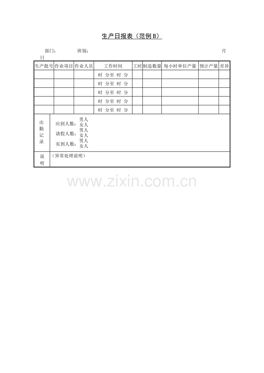 生产日报表（范例B）.doc_第1页