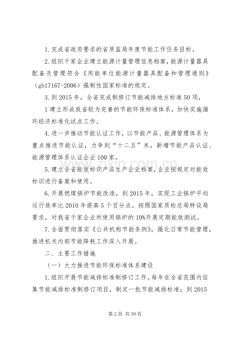 全省质量监督“十二五”节能及安排工作方案[范文大全].docx_第2页