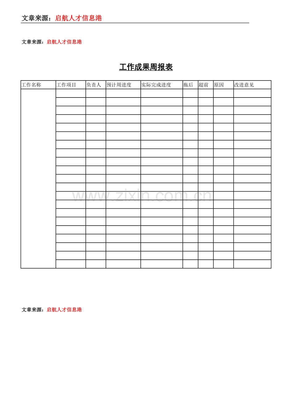 工作成果周报表.doc_第1页