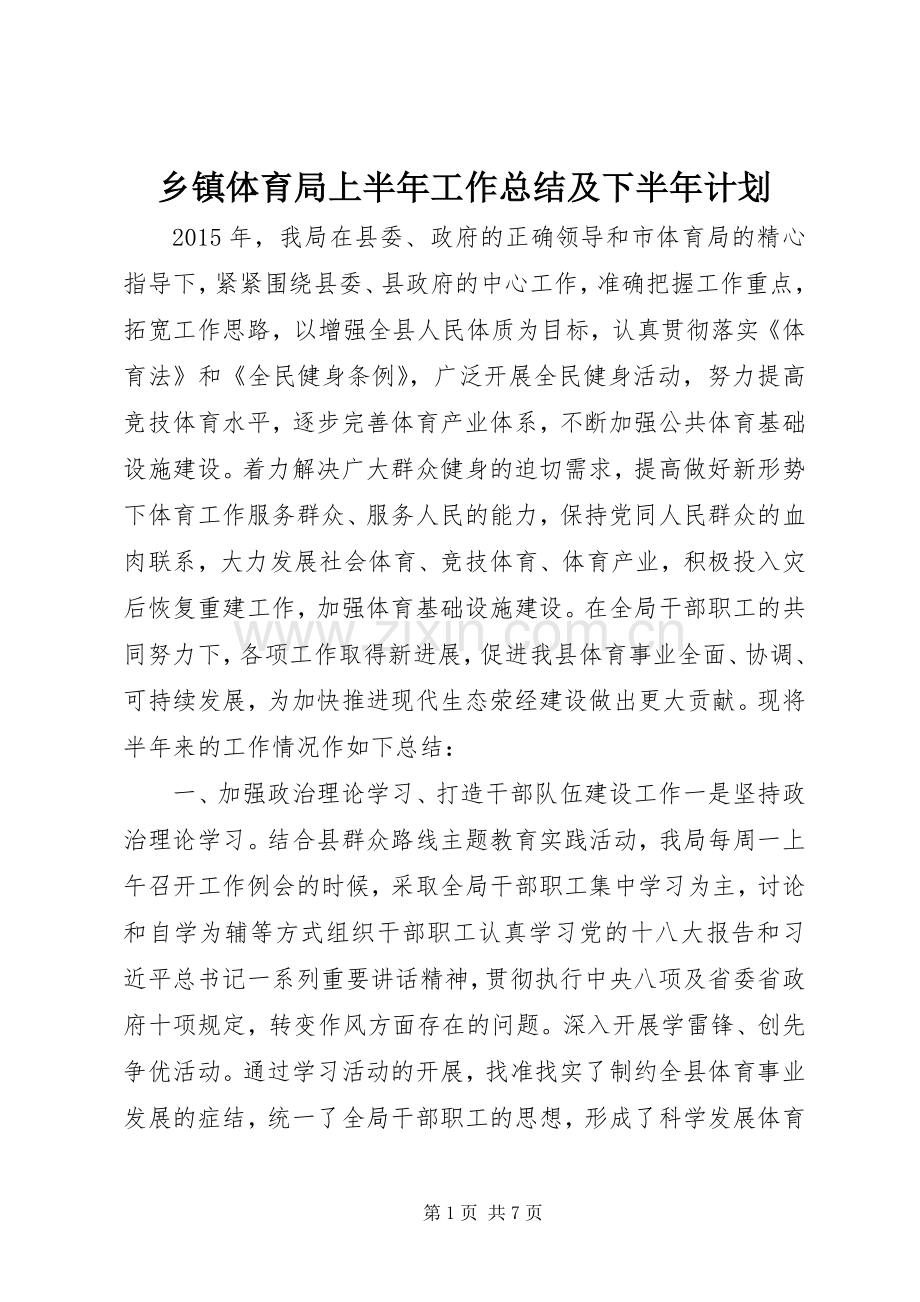 乡镇体育局上半年工作总结及下半年计划.docx_第1页