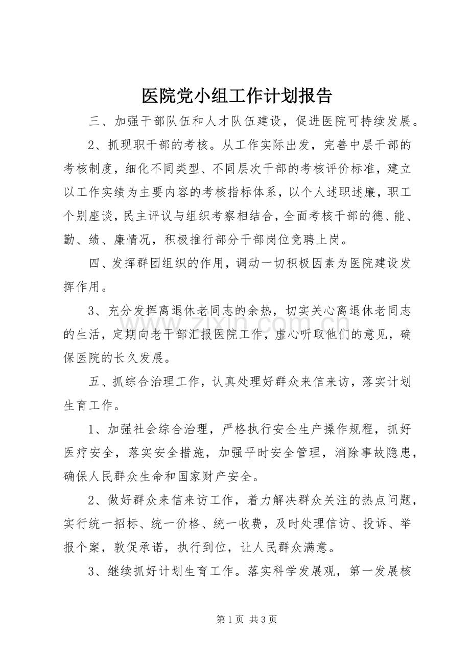 医院党小组工作计划报告.docx_第1页