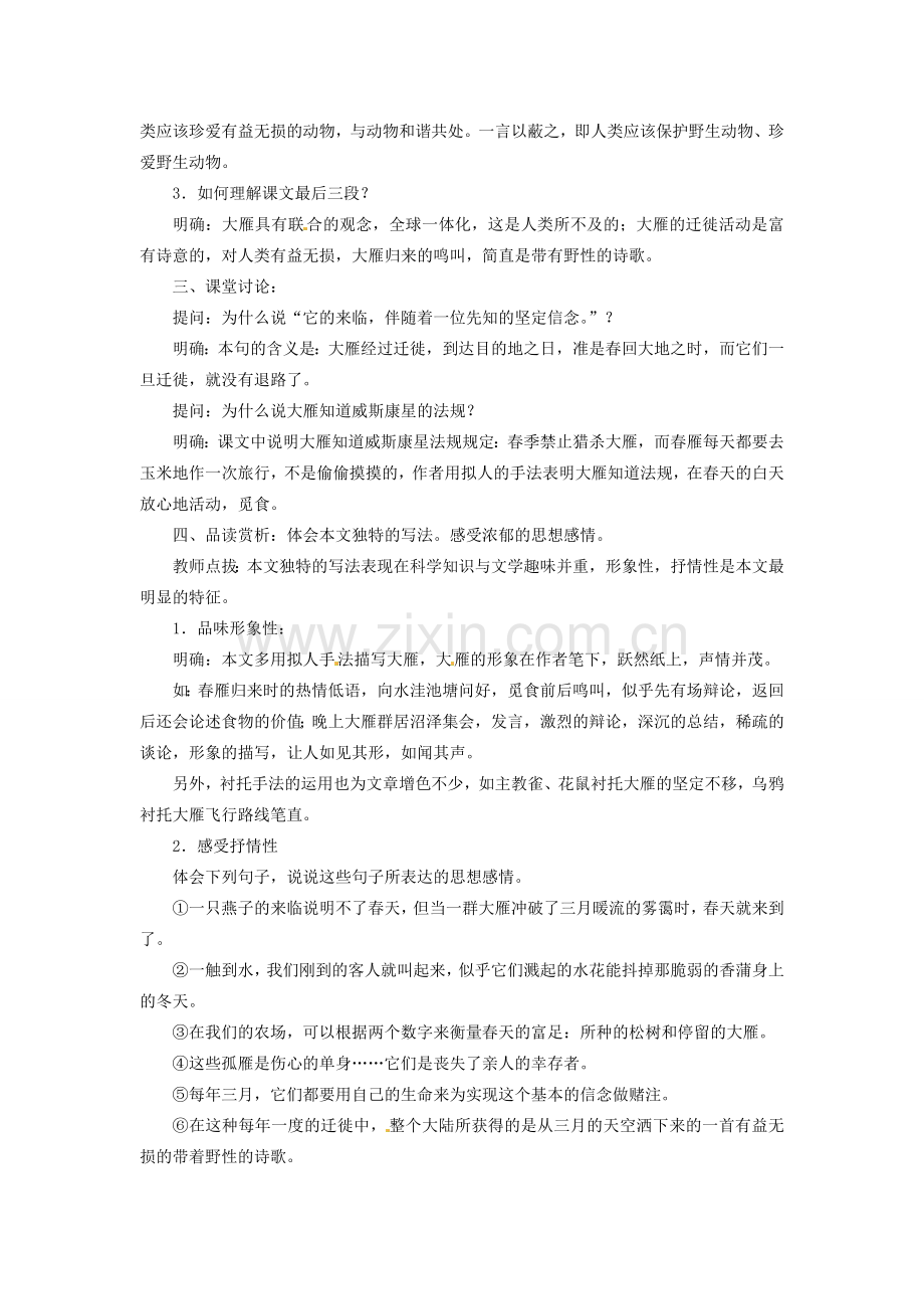 安徽省灵璧中学八年级语文下册 14 大雁归来教案 新人教版.doc_第2页