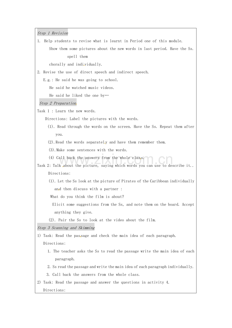 八年级英语下册 Module 6 Entertainment Unit 2 He said it was on at the student cinema教学设计 外研版.doc_第2页