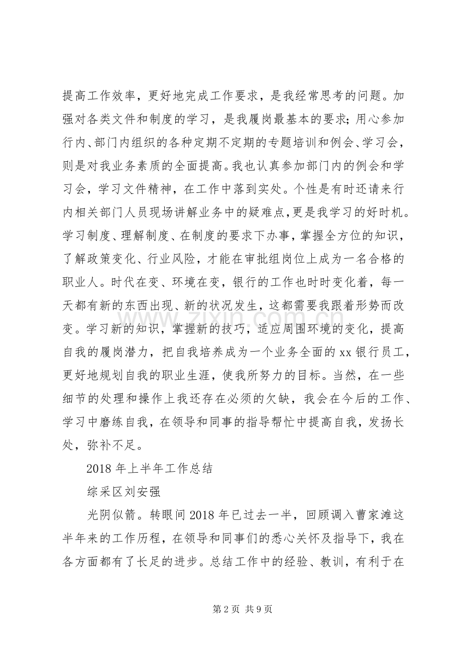 XX年风控部综合岗半年度工作总结-20XX年个人工作计划.docx_第2页