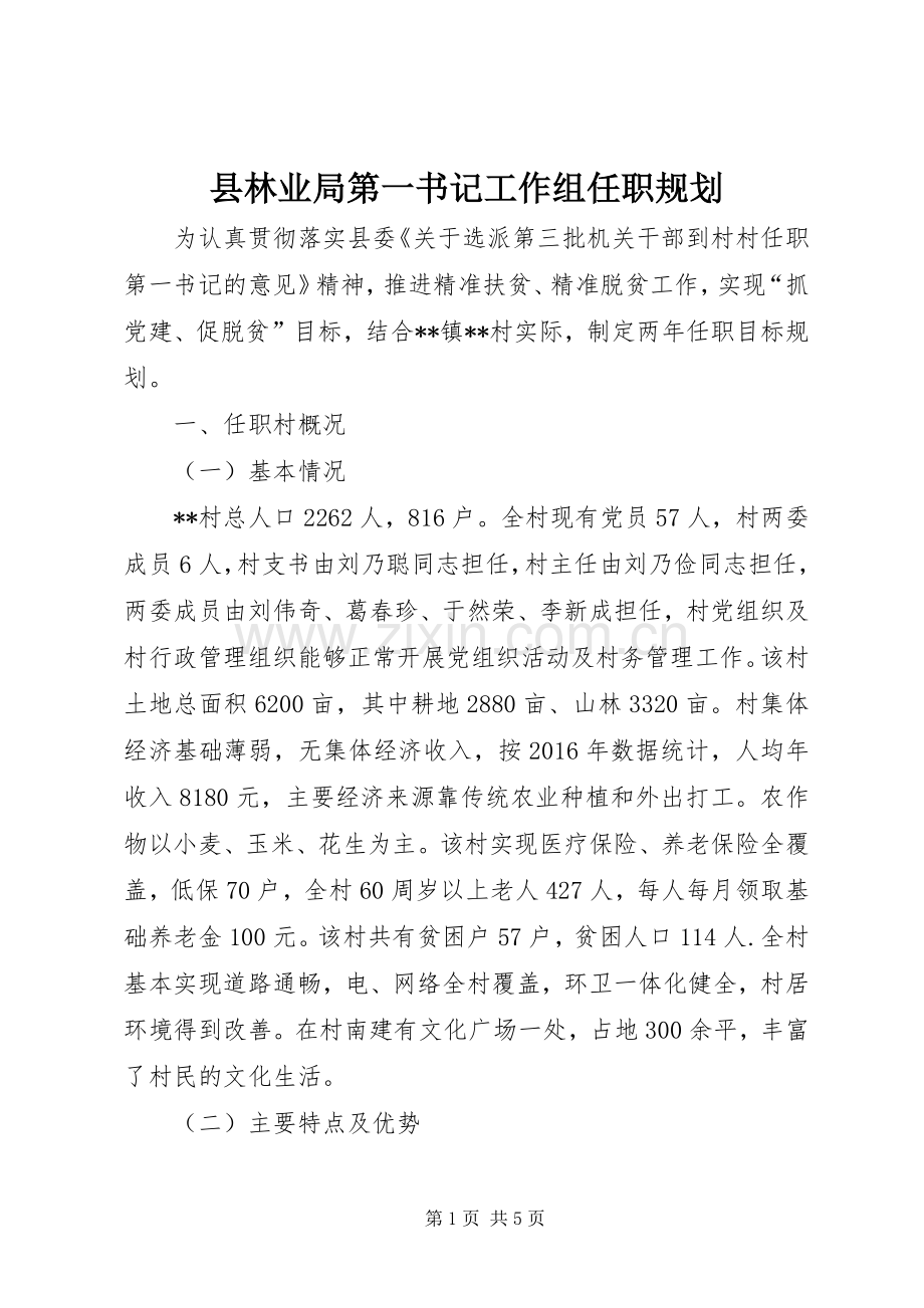 县林业局第一书记工作组任职规划.docx_第1页