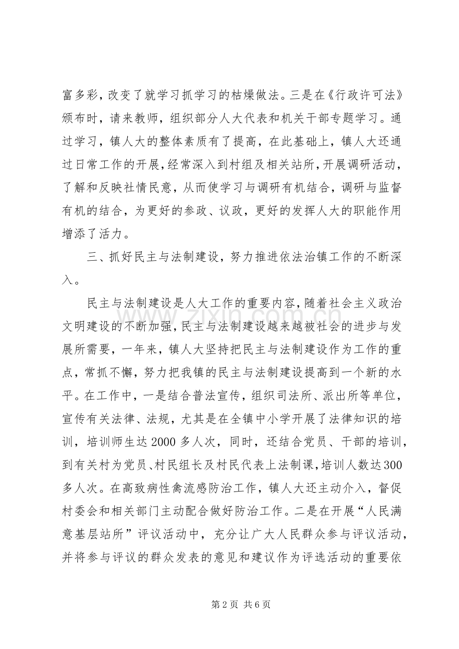 人大工作总结及二00七年镇人大工作计划.docx_第2页