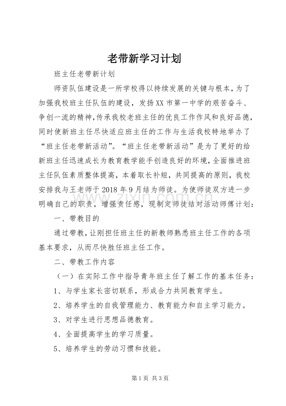 老带新学习计划 .docx_第1页