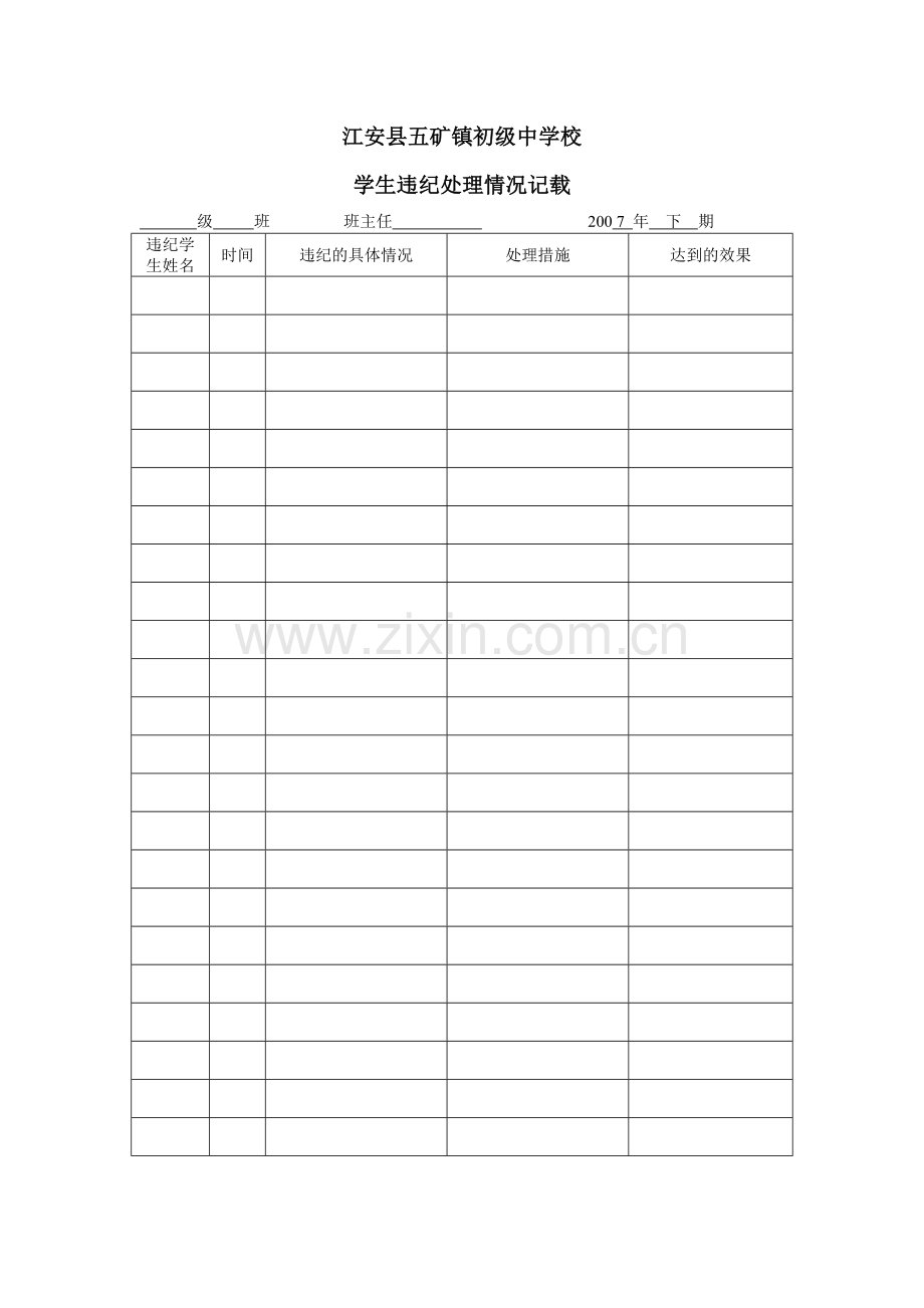 五矿中学学生违纪处理情况记载.doc_第2页