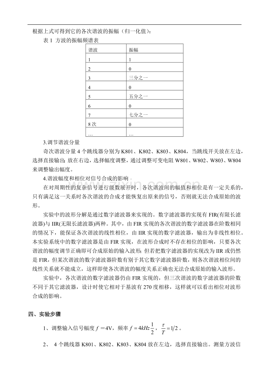 谐波幅度及相位对信号合成影响---信号及系统实验报告.docx_第2页