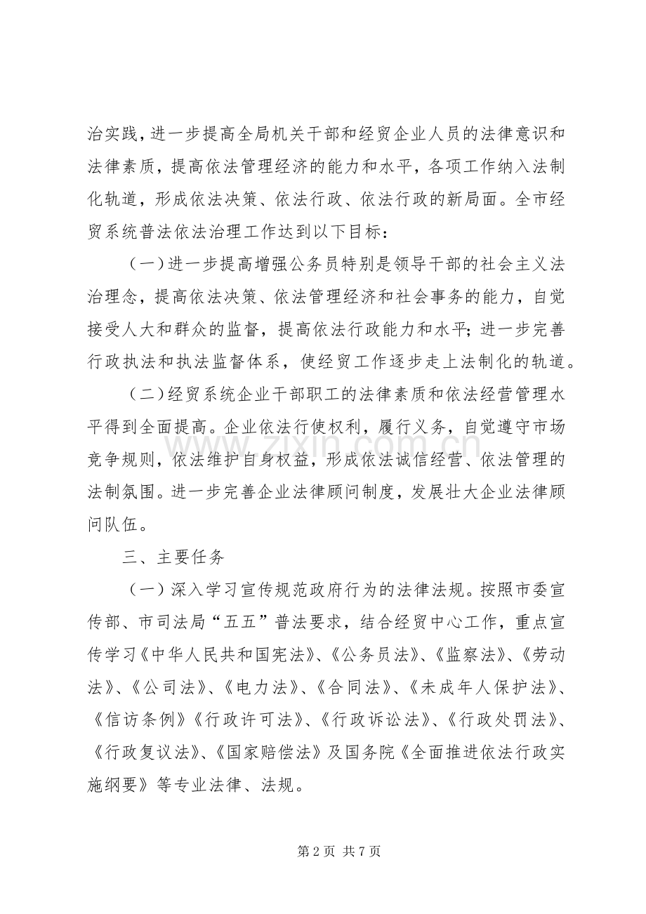 市经贸系统五五普法五年规划 .docx_第2页