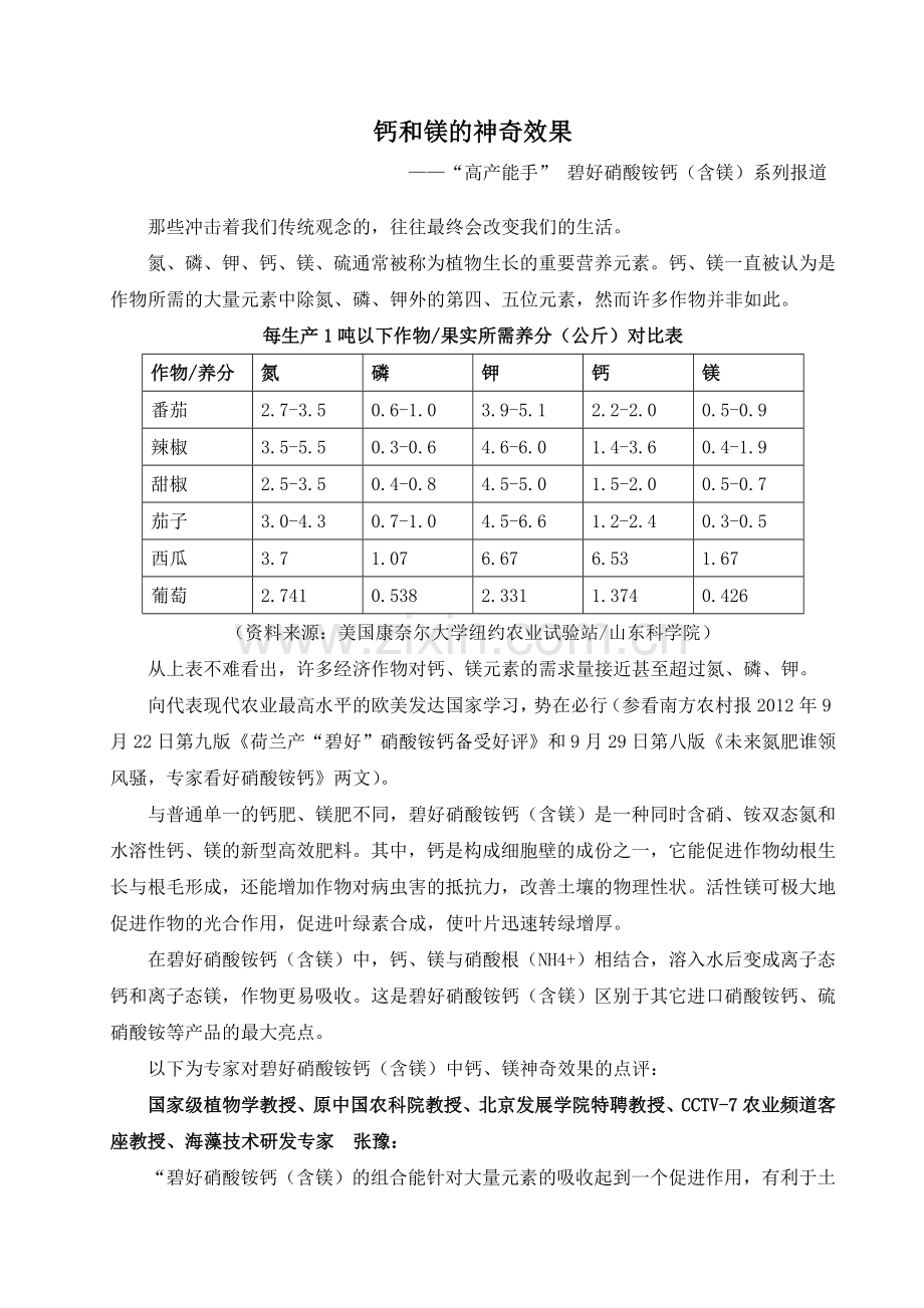 钙、镁元素的神奇效果——碧好硝酸铵钙镁.doc_第1页