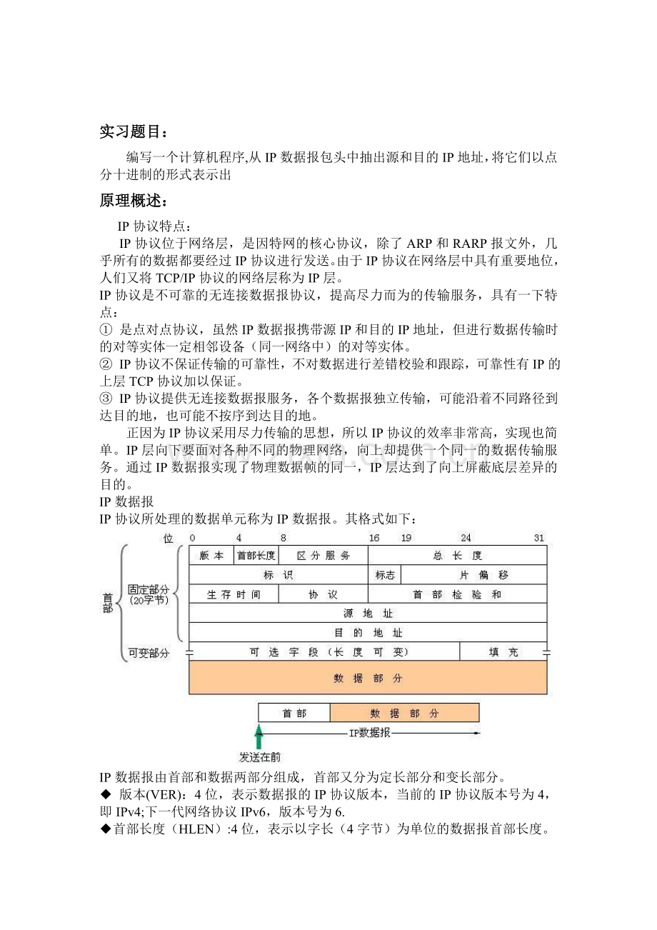 编写计算机程序-从IP数据报头中抽出源及目的地址-将它们一点分十进制表示输出.doc_第2页
