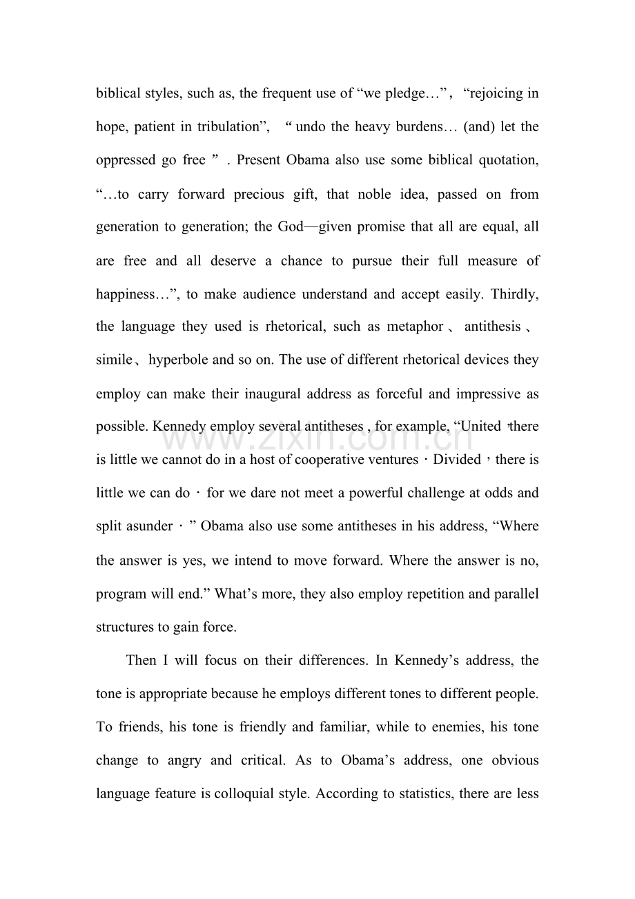 ComparisonandConstrastinInauguralAddress.doc_第2页