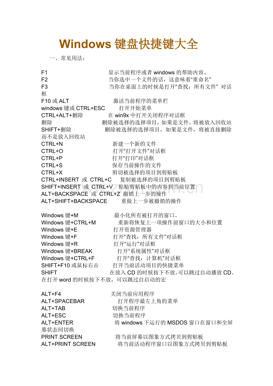 Windows键盘快捷键大全.doc_第1页